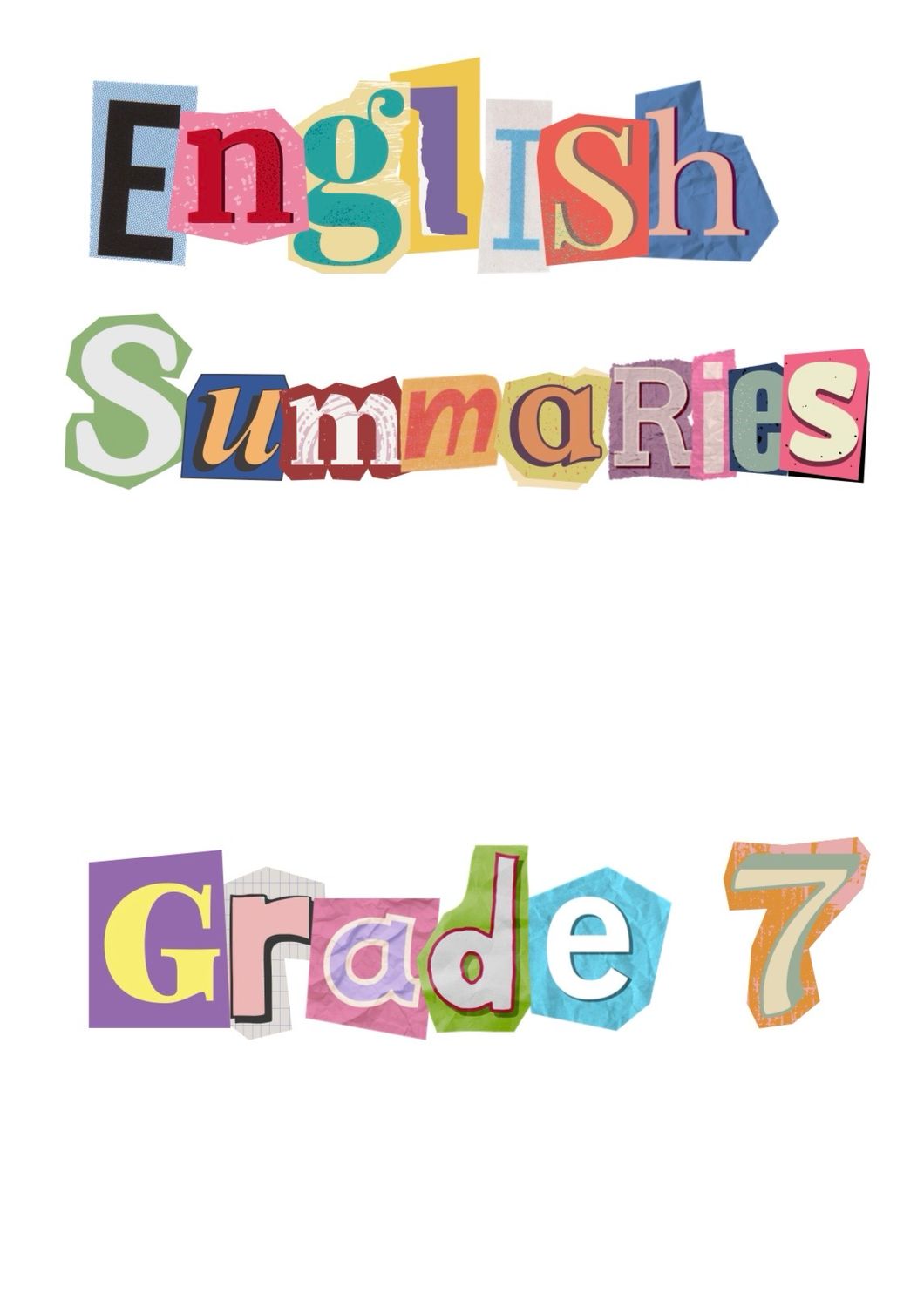 Grade 7 - English FAL Term 1 - 4 Language Summaries