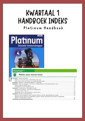 Graad 4 SW - Geografie Kwartaal 1 Opsommings - Platinum Handboek