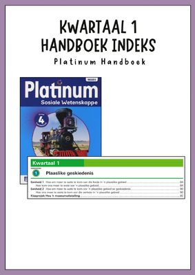 Graad 4 SW - Geskiedenis Kwartaal 1 Opsommings - Platinum Handboek