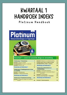 Graad 6 Natuurwetenskap &amp; Tegnologie Kwartaal 1 Opsommings - Platinum Handboek