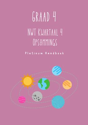 Graad 4 Natuurwetenskap &amp; Tegnologie Kwartaal 4 Opsommings (Platinum Handboek)