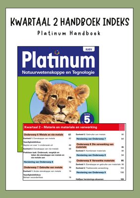 Graad 5 Natuurwetenskap &amp; Tegnologie Kwartaal 2 Opsommings - Platinum Handboek