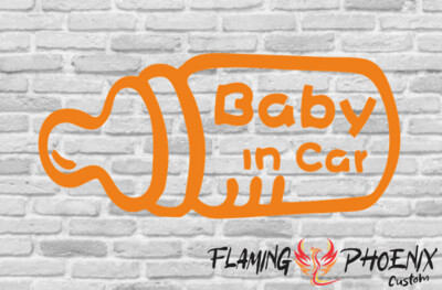 BABY IN CAR BOTTLE CUSTOM CAR VINYL STICKER DECAL