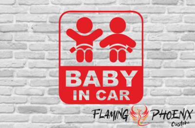BABY IN CAR 2 BABIES CUSTOM CAR VINYL STICKER DECAL