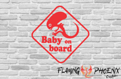 BABY ON BOARD ALIEN CUSTOM CAR VINYL STICKER DECAL