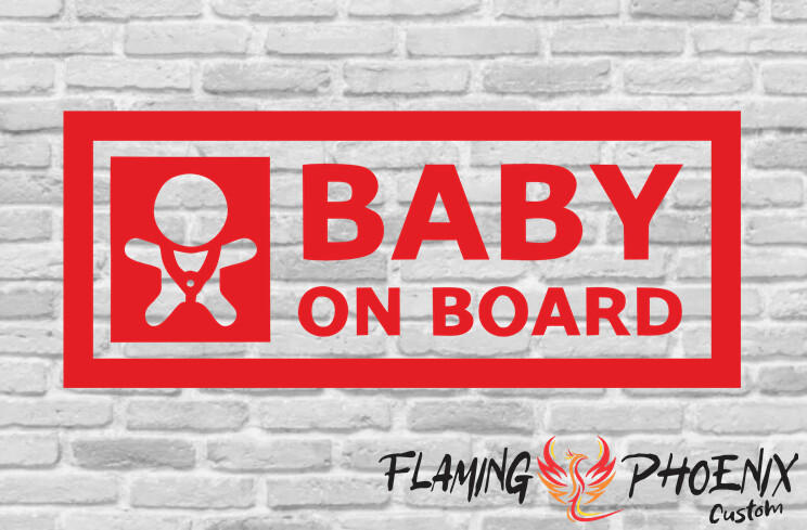 BABY ON BOARD RECTANGLE CUSTOM CAR VINYL STICKER DECAL