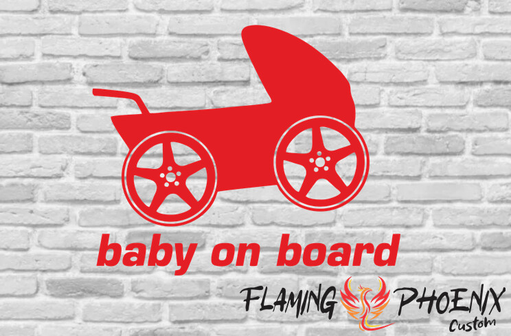 BABY ON BOARD WHEELS CUSTOM CAR VINYL STICKER DECAL