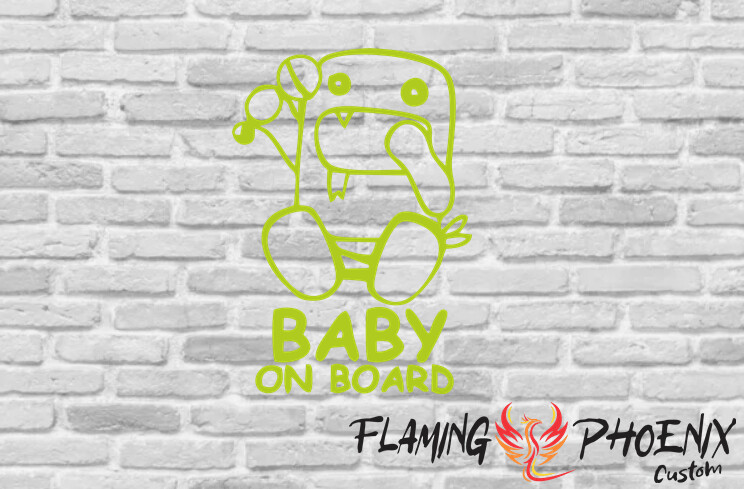 BABY ON BOARD DOMO CUSTOM CAR VINYL STICKER DECAL