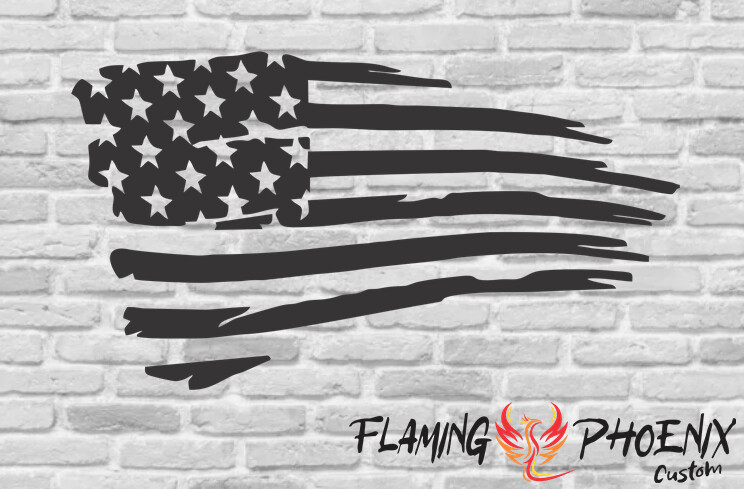 TORN USA FLAG CUSTOM CAR VINYL STICKER DECAL
