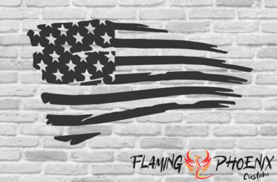 TORN USA FLAG CUSTOM CAR VINYL STICKER DECAL