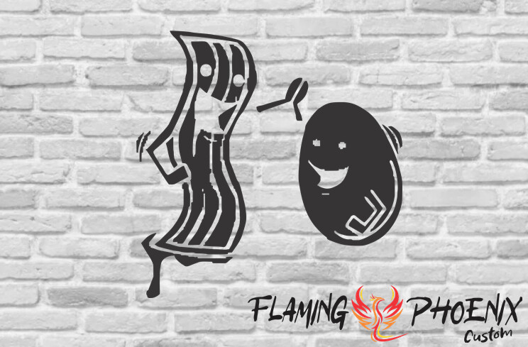 BACON & EGG CUSTOM CAR VINYL STICKER DECAL