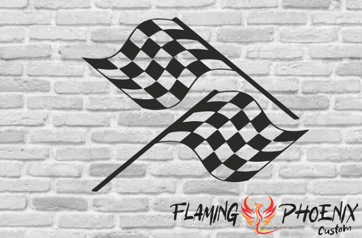 CHECKED FLAGS CUSTOM CAR VINYL STICKER DECAL