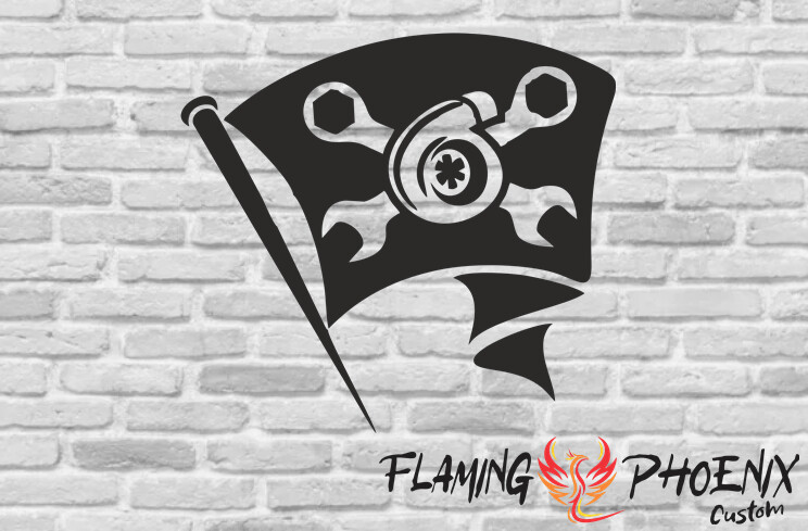 TURBO FLAG CUSTOM CAR VINYL STICKER DECAL
