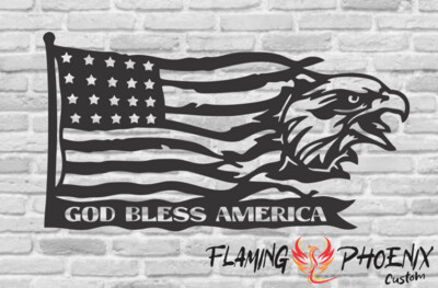 GOD BLESS AMERICA FLAG EAGLE CUSTOM CAR VINYL STICKER DECAL