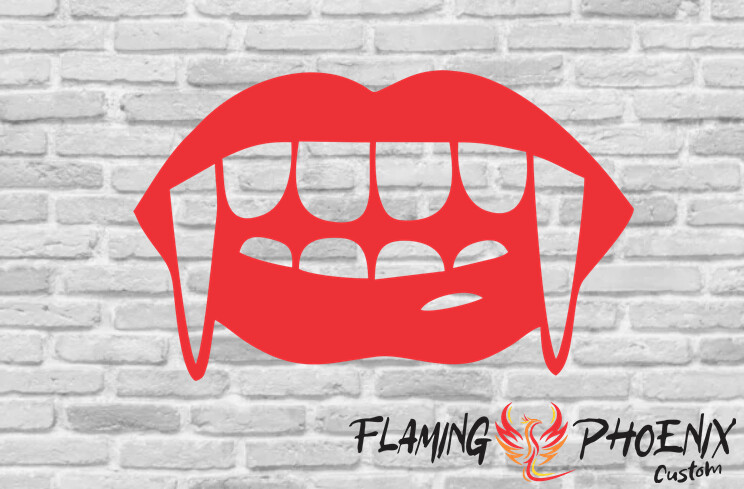 MOUTH WITH FANGS CUSTOM CAR VINYL STICKER DECAL