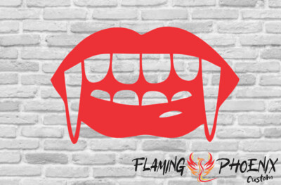 MOUTH WITH FANGS CUSTOM CAR VINYL STICKER DECAL