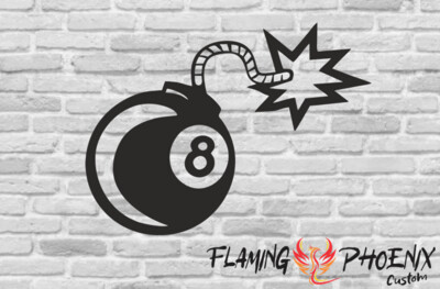 8 BALL WITH WICK CUSTOM CAR VINYL STICKER DECAL