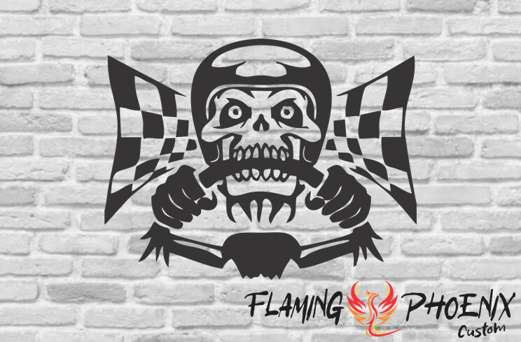FLAG PILOT SKULL CUSTOM CAR VINYL STICKER DECAL
