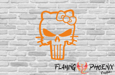 SKULL PUNISHER KITTY CUSTOM CAR VINYL STICKER DECAL