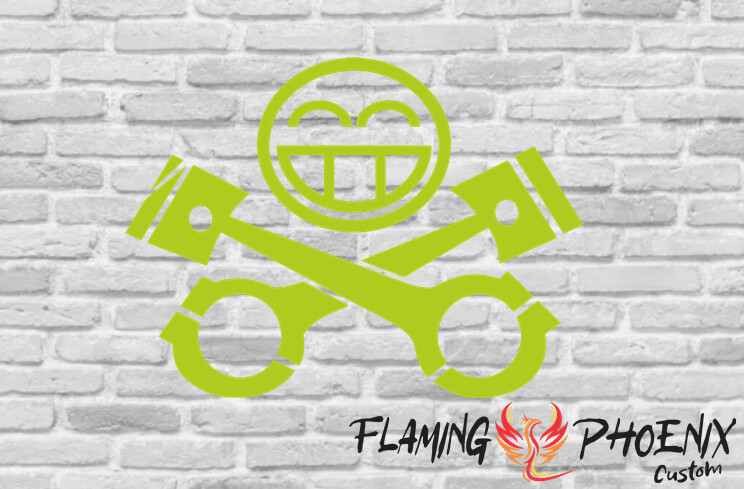 CROSS PISTONS WITH FACE CUSTOM CAR VINYL STICKER DECAL