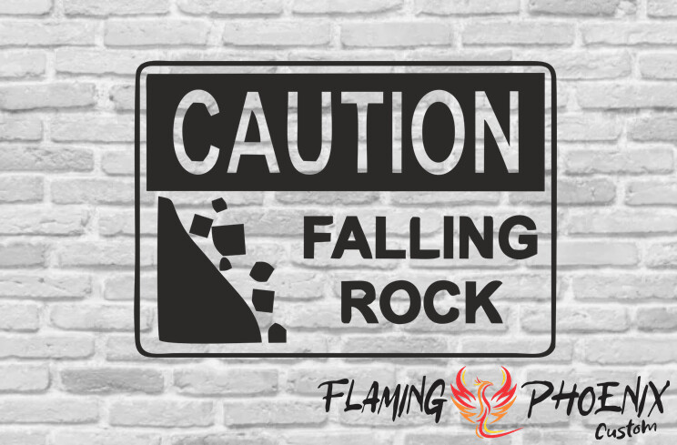 CAUTION FALLING ROCK CUSTOM CAR VINYL STICKER DECAL