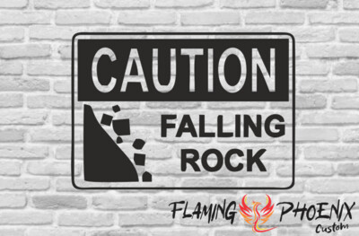 CAUTION FALLING ROCK CUSTOM CAR VINYL STICKER DECAL