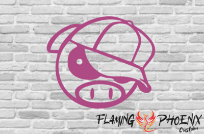 PIG WITH CAP CUSTOM CAR VINYL STICKER DECAL