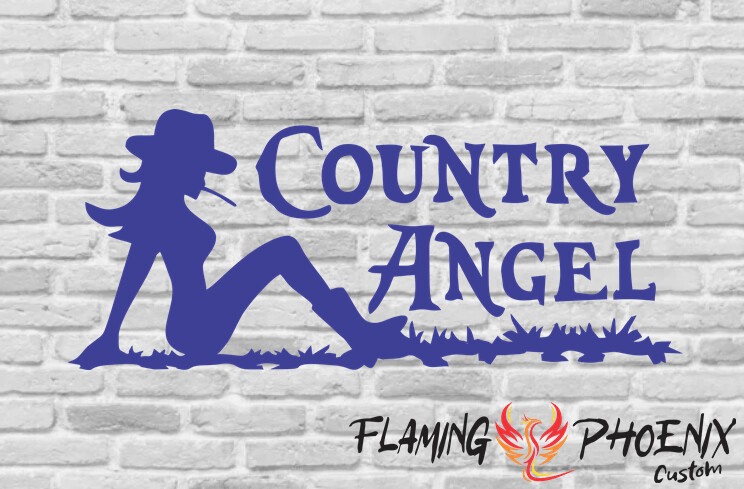 COUNTRY ANGEL CUSTOM CAR VINYL STICKER DECAL
