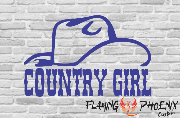 COUNTRY GIRL HAT CUSTOM CAR VINYL STICKER DECAL