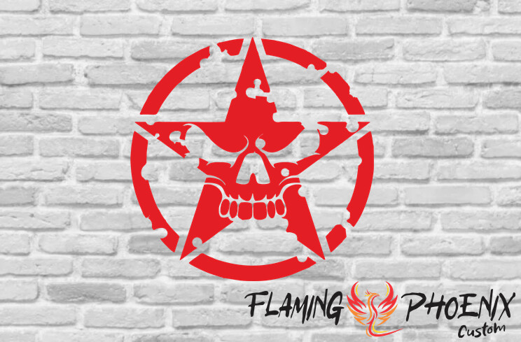 STAR SKULL BROKEN CUSTOM CAR VINYL STICKER DECAL