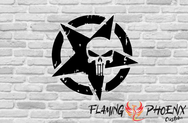 STAR SKULL PUNISHER CUSTOM CAR VINYL STICKER DECAL