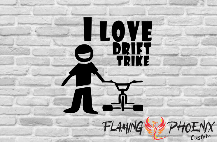I LOVE DRIFT TRIKE CUSTOM CAR VINYL STICKER DECAL