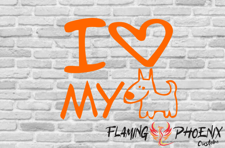 I LOVE MY PUPPY CUSTOM CAR VINYL STICKER DECAL