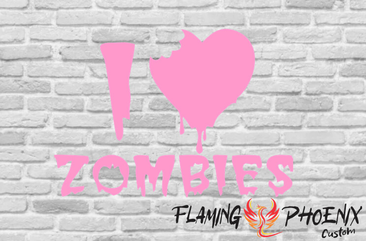 I LOVE ZOMBIES CUSTOM CAR VINYL STICKER DECAL