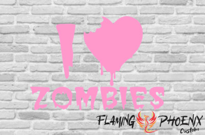 I LOVE ZOMBIES CUSTOM CAR VINYL STICKER DECAL
