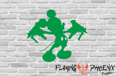 MICKEY MACHINE GUN CUSTOM CAR VINYL STICKER DECAL
