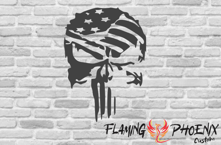 SKULL FLAG USA CUSTOM CAR VINYL STICKER DECAL