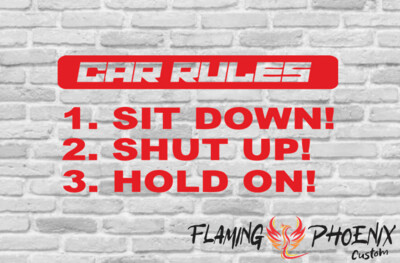 CAR RULES CUSTOM CAR VINYL STICKER DECAL