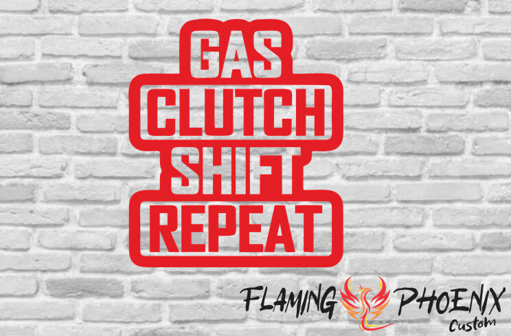 GAS CLUTCH SHIFT REPEAT CUSTOM CAR VINYL STICKER DECAL