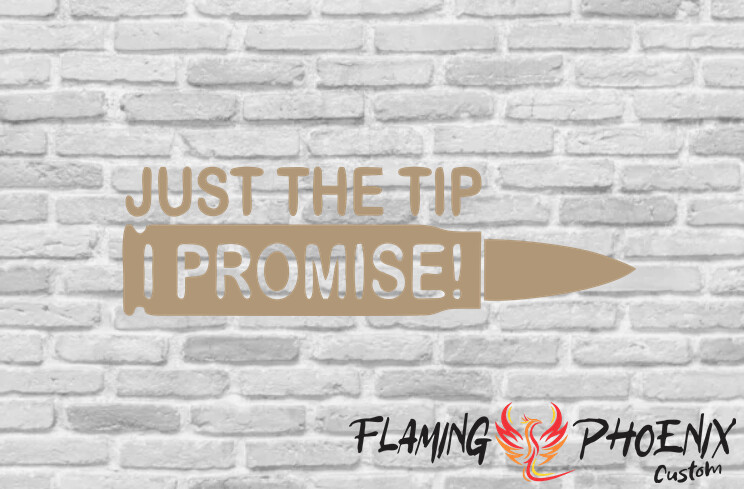 JUST THE TIP I  PROMISE BULLET CUSTOM CAR VINYL STICKER DECAL
