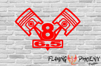 V8 6.5 PISTONS CUSTOM CAR VINYL STICKER DECAL