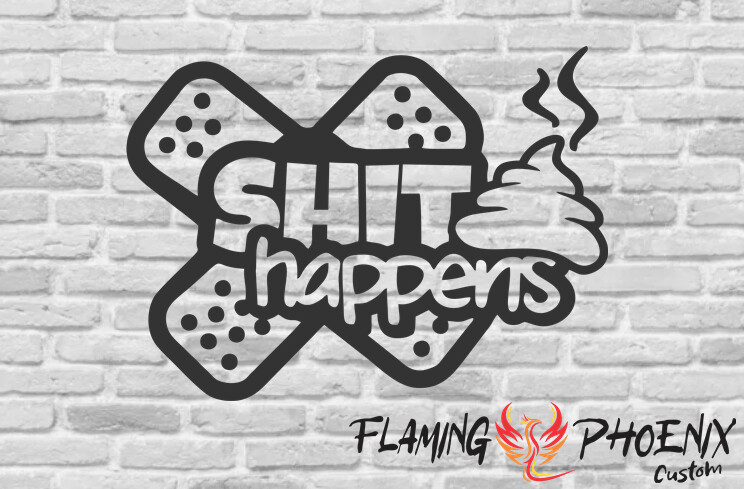SHIT HAPPENS BAND AID CUSTOM CAR VINYL STICKER DECAL