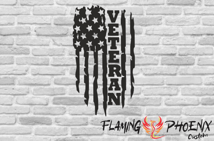 VETERAN US FLAG CUSTOM CAR VINYL STICKER DECAL