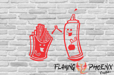 FRIES AND KETCHUP CUSTOM CAR VINYL STICKER DECAL