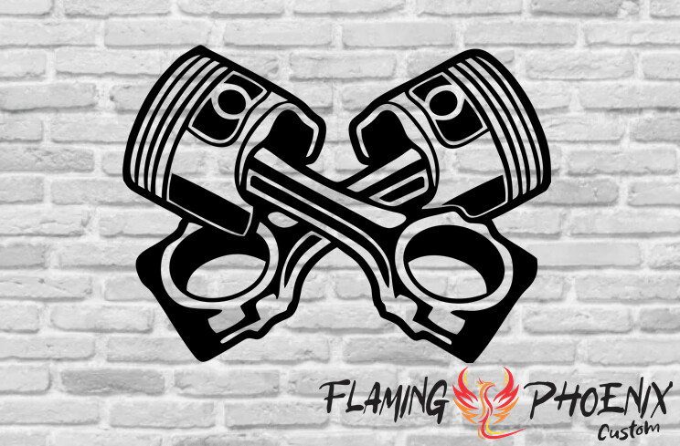 CROSSED PISTONS CUSTOM CAR VINYL STICKER DECAL