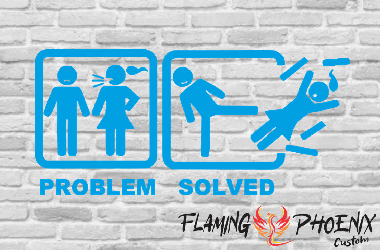 PROBLEM SOLVED BOY CUSTOM CAR VINYL STICKER DECAL