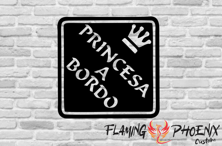 PRINCESA A BORDO CORONA CUSTOM CAR VINYL STICKER DECAL