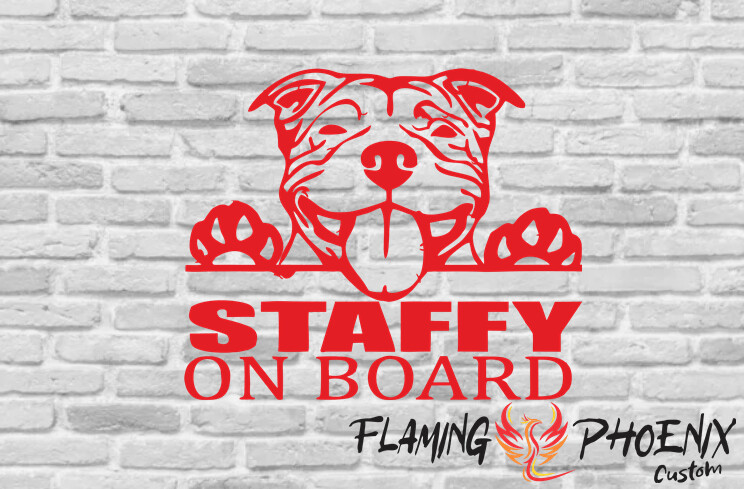 STAFFY ON BOARD CUSTOM CAR VINYL STICKER DECAL