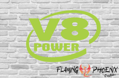 V8 POWER CUSTOM CAR VINYL STICKER DECAL