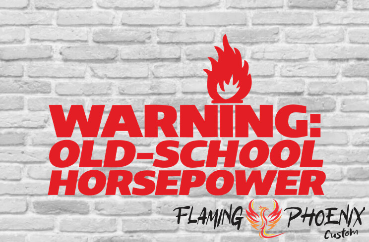 WARNING OLD SCHOOL HORSEPOWER CUSTOM CAR VINYL STICKER DECAL